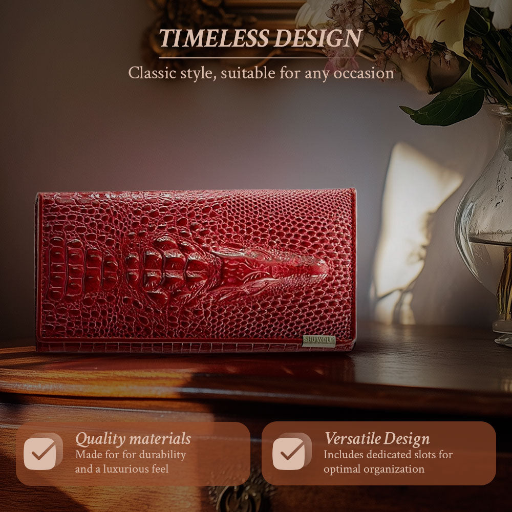 Elegant RFID Wallet with Crocodile Embossing