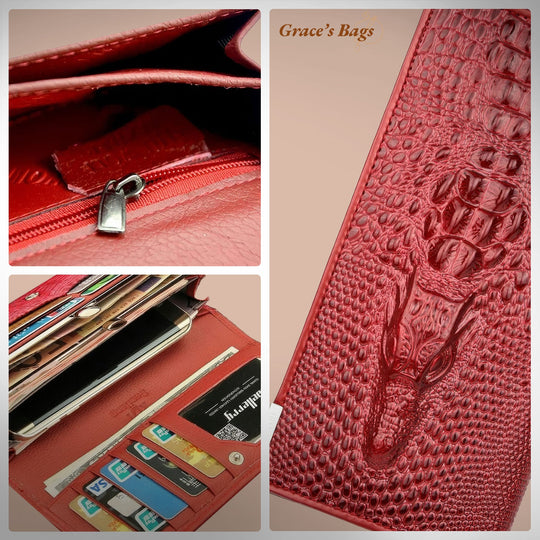 Elegant RFID Wallet with Crocodile Embossing